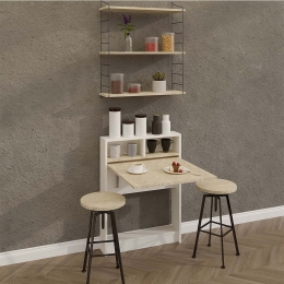 Τραπέζι Πτυσσόμενο Bracked 793ELG3810 70x71x96cm Travertine Beige-White Μοριοσανίδα, Μελαμίνη