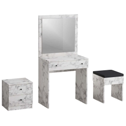 Τουαλέτα Με Καθρέπτη Και Σκαμπό Nice 793ELG4105 65x35x139cm Marble Effect White-Black