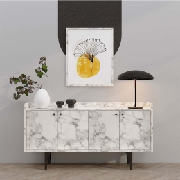 Μπουφές Navi 393MRD1513 150x40x80cm Marble Effect White Μοριοσανίδα, Μελαμίνη