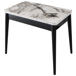 Τραπέζι Επεκτεινόμενο Dolunay 974NMB2206 100/120x60x75cm Marble Effect White-Black Μοριοσανίδα, Μέταλλο