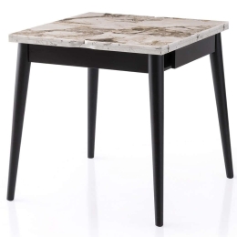 Τραπέζι Επεκτεινόμενο Totem 974NMB2223 80/160x80x75cm Marble Effect White-Black Μοριοσανίδα, Μέταλλο
