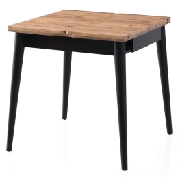Τραπέζι Επεκτεινόμενο Totem 974NMB2224 80/160x80x75cm Pine-Black Μοριοσανίδα, Μέταλλο