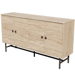 Μπουφές Diamond 389MZA2225 144,8x35x79cm Travertine Beige Μοριοσανίδα, Μέταλλο