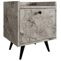 Κομοδίνο Dopo 811MDD3440 50x40x55cm Marble Effect White-Black