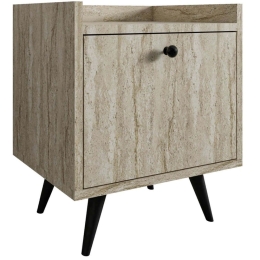 Κομοδίνο Dopo 811MDD3441 50x40x55cm Travertine Beige-Black