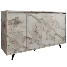 Μπουφές Shans 811MDD4156 140x40x86cm Marble Effect White Μοριοσανίδα, Μελαμίνη