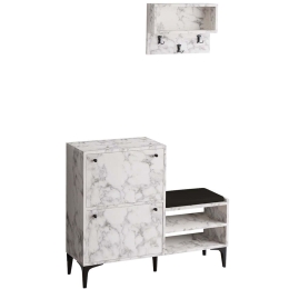 Έπιπλο Εισόδου Bred 393MRD1514 110x35x92cm Marble Effect White-Black Πλαστικό,Μοριοσανίδα