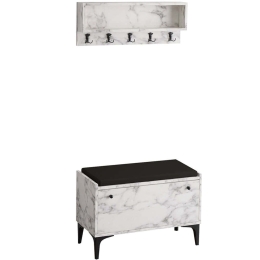 Έπιπλο Εισόδου Lena 393MRD1351 80x35x49cm Marble Effect White-Black Plastic,Chipboard