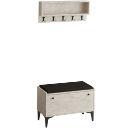 Έπιπλο Εισόδου Lena 393MRD1352 80x35x49cm Travertine Beige-Black Πλαστικό,Μοριοσανίδα