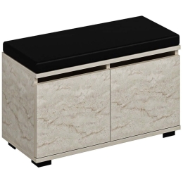 Παπουτσοθήκη - Σκαμπό Drago 506MNR4201 80x35x42cm Travertine Beige-Black Μοριοσανίδα, Μελαμίνη