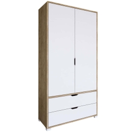 Ντουλάπα Δίφυλλη 350MWD1124 90x45x183cm Light Walnut-White Δίφυλλη