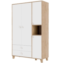 Ντουλάπα Τετράφυλλη Lisa 389MZA1609 120x45x191,8cm Oak-White Τετράφυλλη