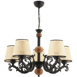 Φωτιστικό Οροφής Fiona Coral Wood 390FLH2298 55x65cm 5xE27 40W Black-Cream Opviq