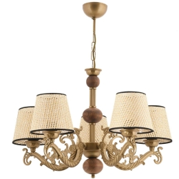 Φωτιστικό Οροφής Fiona Coral Wood 390FLH2299 55x65cm 5xE27 40W Gold-Cream Opviq