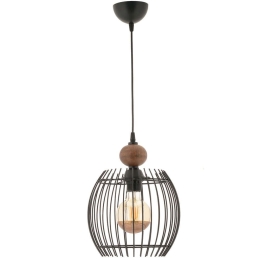 Φωτιστικό Οροφής Lillian Wood 390FLH2310 Φ26x60cm 1xE27 40W Black-Brown Opviq