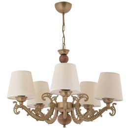 Φωτιστικό Οροφής Fiona Wood 390FLH2312 55x65cm 5xE27 40W White-Gold Opviq