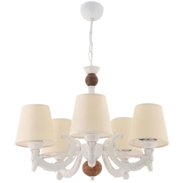 Φωτιστικό Οροφής Fiona Wood 390FLH2317 55x65cm 5xE27 40W Cream-White Opviq