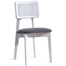 Καρέκλα Albina Teddy 117FRF1301 45x46x81cm White-Grey Ξύλο,Ύφασμα
