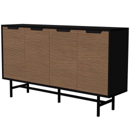 Μπουφές Blanco 389MZA2235 144,8x35x79cm Brown-Black Μοριοσανίδα, Μελαμίνη