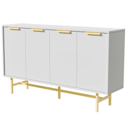 Μπουφές Nero 389MZA2236 144,8x35x79cm White-Gold Μοριοσανίδα, Μελαμίνη