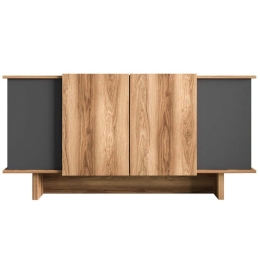 Μπουφές Diana 360ALE1501 180x40x81cm Anthracite-Walnut Μοριοσανίδα, Μελαμίνη