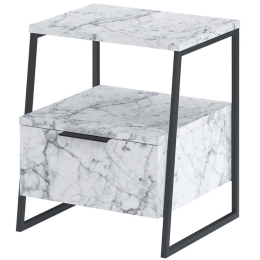 Κομοδίνο Pal 855DTE5188 45x40x50cm Marble Effect White-Black
