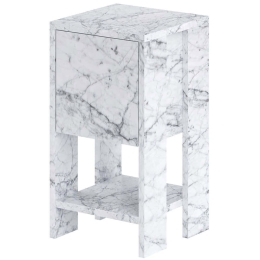 Κομοδίνο Ema 776HMS3439 30x30x55cm Marble Effect White