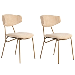Καρέκλα Nancy (Σετ 2Τμχ) 566WYL1132 48x59x80cm Beige-Gold Μέταλλο,Ύφασμα