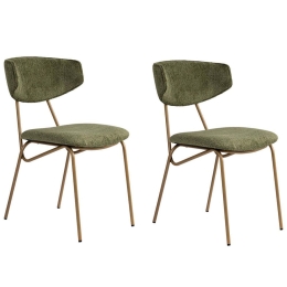 Καρέκλα Nancy (Σετ 2Τμχ) 566WYL1136 48x59x80cm Green-Gold Μέταλλο,Ύφασμα