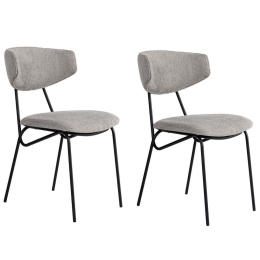 Καρέκλα Nancy (Σετ 2Τμχ) 566WYL1137 48x59x80cm Grey-Black Μέταλλο,Ύφασμα