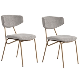 Καρέκλα Nancy (Σετ 2Τμχ) 566WYL1138 48x59x80cm Grey-Gold Μέταλλο,Ύφασμα