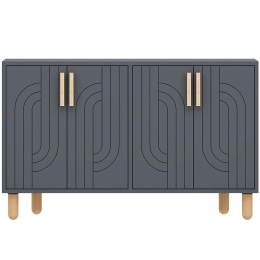 Μπουφές Rodney 327ODS1290 120x29,6x73,6cm Anthracite-Oak Μοριοσανίδα, Μελαμίνη