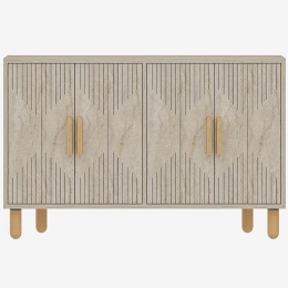 Μπουφές Roger 327ODS1304 120x29,6x73,6cm Travertine Beige-Oak Μοριοσανίδα, Μελαμίνη
