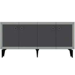 Μπουφές Poli 475OLV2302 150x40x79cm Marble Effect Black Anthracite-Silver Μοριοσανίδα, Μελαμίνη