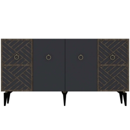 Μπουφές Vesta 475OLV2305 150x40x79cm Dark Oak-Anthracite Μοριοσανίδα, Μελαμίνη