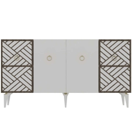 Μπουφές Vesta 475OLV2306 150x40x79cm Dark Oak-White Μοριοσανίδα, Μελαμίνη