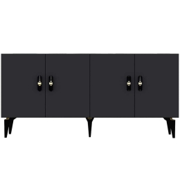 Μπουφές Plus 475OLV2307 150x40x79cm Anthracite-Black Μοριοσανίδα, Μελαμίνη