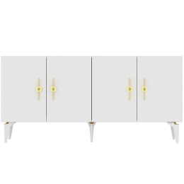 Μπουφές Zenit 475OLV2310 150x40x79cm White-Gold Μοριοσανίδα, Μελαμίνη