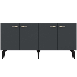 Μπουφές Ruya 475OLV2311 150x40x79cm Anthracite-Gold Μοριοσανίδα, Μελαμίνη