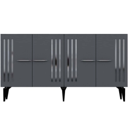 Μπουφές Junes 475OLV2314 150x40x79cm Anthracite-Silver Μοριοσανίδα, Μελαμίνη