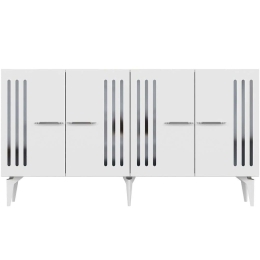Μπουφές Junes 475OLV2316 150x40x79cm White-Silver Μοριοσανίδα, Μελαμίνη