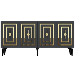 Μπουφές Viola 475OLV2317 150x40x79cm Anthracite-Gold Μοριοσανίδα, Μελαμίνη