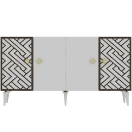 Μπουφές Frow 475OLV2320 150x40x79cm Dark Oak-White Μοριοσανίδα, Μελαμίνη
