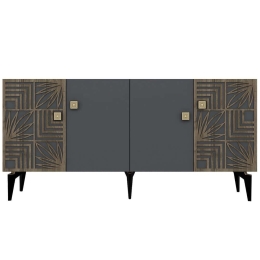 Μπουφές Midia 475OLV2327 150x40x79cm Dark Oak-Anthracite Μοριοσανίδα, Μελαμίνη