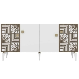 Μπουφές Midia 475OLV2328 150x40x79cm Dark Oak-White Μοριοσανίδα, Μελαμίνη