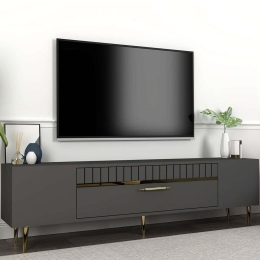 Έπιπλο Τηλεόρασης Dekolp 475OLV2985 150x29,6x48cm Anthracite-Gold