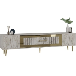 Έπιπλο Τηλεόρασης Dekolp 475OLV3007 150x29,6x48,2cm Marble Effect White-Gold