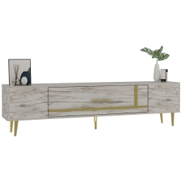 Έπιπλο Τηλεόρασης Dekop 475OLV3017 150x29,6x48,2cm Marble Effect White-Gold