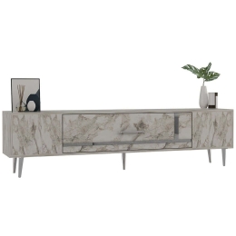 Έπιπλο Τηλεόρασης Dekop 475OLV3020 150x29,6x48,2cm Marble Effect White-Silver