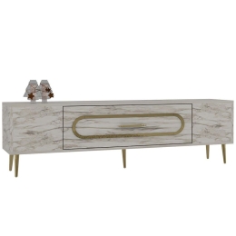 Έπιπλο Τηλεόρασης Dekop 475OLV3029 150x29,6x48,2cm Marble Effect White-Gold